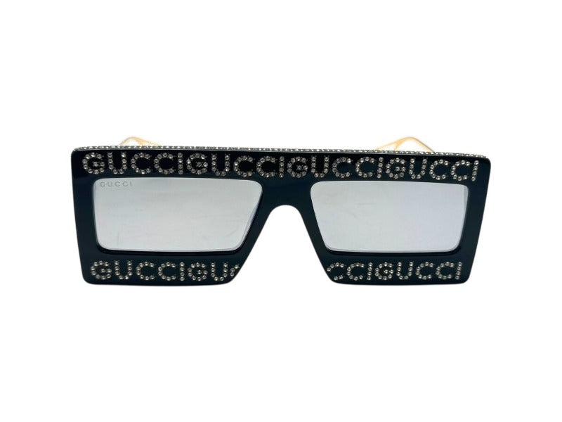 GUCCI グッチ サングラス GG0431S サイズ60□16 145 ブラック ゴールド ラインストーン メタル プラスチック 美品 中古 4b002231