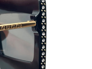 GUCCI Gucci Sunglasses GG0431S Size 60□16 145 Black Gold Rhinestone Metal Plastic Good Condition Used 4b002231