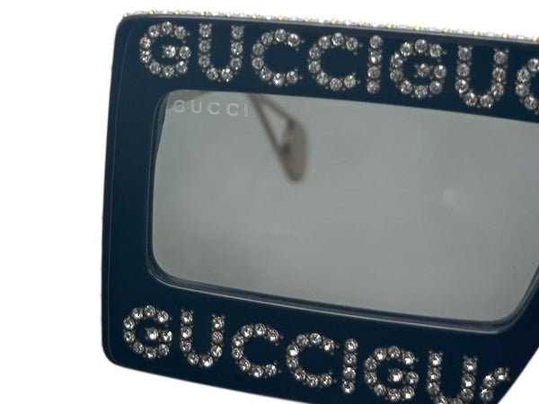 GUCCI Gucci Sunglasses GG0431S Size 60□16 145 Black Gold Rhinestone Metal Plastic Good Condition Used 4b002231