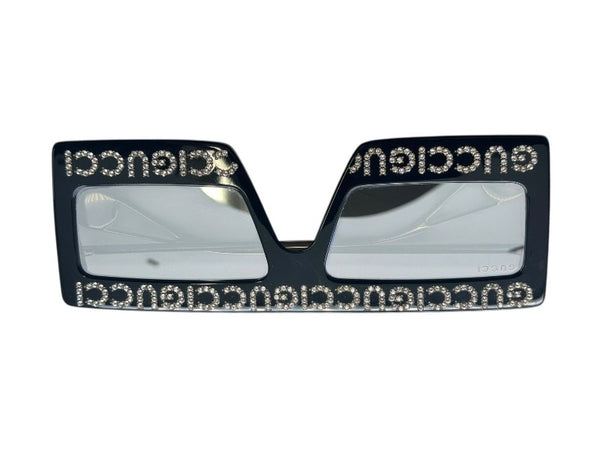 GUCCI Gucci Sunglasses GG0431S Size 60□16 145 Black Gold Rhinestone Metal Plastic Good Condition Used 4b002231