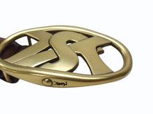 Load image into Gallery viewer, YVES SAINT LAURENT イヴサンローラン YSL ロゴ バックル ベルト ブラウン レザー メッシュ 141516 ゴールド金具 小物 美品 中古 4b002234