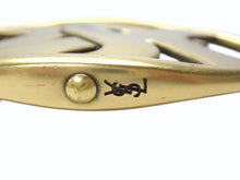 Load image into Gallery viewer, YVES SAINT LAURENT イヴサンローラン YSL ロゴ バックル ベルト ブラウン レザー メッシュ 141516 ゴールド金具 小物 美品 中古 4b002234