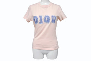 ChristianDior クリスチャンディオール 半袖Tシャツ 3P16155024 サイズ38 デニムロゴ プリント ピンク 美品 中古 4b002238