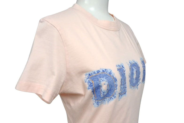 ChristianDior クリスチャンディオール 半袖Tシャツ 3P16155024 サイズ38 デニムロゴ プリント ピンク 美品 中古 4b002238