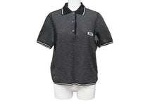 画像をギャラリービューアに読み込む, 極美品 FENDI フェンディ ニット ロゴ ポロシャツ ブラック ホワイト トップス 半袖 コットン 黒 白 サイズ42 中古 4b002240