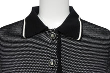 画像をギャラリービューアに読み込む, 極美品 FENDI フェンディ ニット ロゴ ポロシャツ ブラック ホワイト トップス 半袖 コットン 黒 白 サイズ42 中古 4b002240