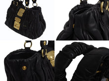 Load image into Gallery viewer, MIUMIU ミュウミュウ 2WAY マテラッセ ショルダーバッグ ハンドバッグ キルティング ブラック レザー ゴールド金具 美品 中古 4b002243