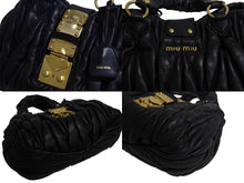 Load image into Gallery viewer, MIUMIU ミュウミュウ 2WAY マテラッセ ショルダーバッグ ハンドバッグ キルティング ブラック レザー ゴールド金具 美品 中古 4b002243