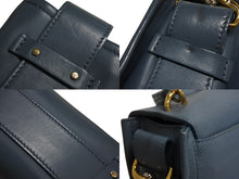 Load image into Gallery viewer, Chloe クロエ テス 2WAY スモール ハンドバッグ ショルダーバッグ カーフ ゴールド金具 ブルー 美品 中古 4b002245