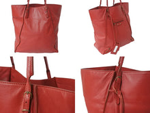 画像をギャラリービューアに読み込む, BALENCIAGA バレンシアガ ペーパー トートバッグ 338582 レザー レッド ゴールド金具 美品 中古 4b002255
