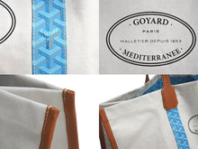 画像をギャラリービューアに読み込む, 新品同様 GOYARD ゴヤール メディテラネ トートバッグ ビーチバッグ キャンバス レザー ターコイズブルー 中古 4b002258