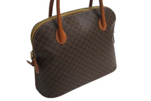 画像をギャラリービューアに読み込む, CELINE セリーヌ マカダム柄 ハンドバッグ ロゴ ゴールド金具 PVC レザー ブラウン 茶色 手持ち 鞄 美品 中古 4b002261