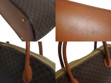 画像をギャラリービューアに読み込む, CELINE セリーヌ マカダム柄 ハンドバッグ ロゴ ゴールド金具 PVC レザー ブラウン 茶色 手持ち 鞄 美品 中古 4b002261