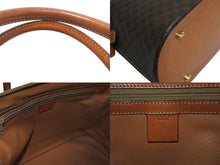 画像をギャラリービューアに読み込む, CELINE セリーヌ マカダム柄 ハンドバッグ ロゴ ゴールド金具 PVC レザー ブラウン 茶色 手持ち 鞄 美品 中古 4b002261