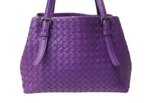 画像をギャラリービューアに読み込む, BOTTEGAVENETA ボッテガヴェネタ イントレチャート チェスタ レザー トートバッグ パープル ワンショルダー 紫 鞄 美品 中古 4b002264
