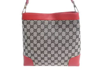 画像をギャラリービューアに読み込む, GUCCI グッチ ワンショルダーバッグ GG キャンバス 柄 001998 GG柄 ゴールド金具 ブラウン ベージュ レッド 美品 中古 4b002265