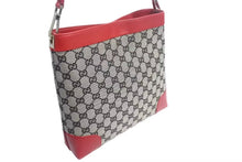 画像をギャラリービューアに読み込む, GUCCI グッチ ワンショルダーバッグ GG キャンバス 柄 001998 GG柄 ゴールド金具 ブラウン ベージュ レッド 美品 中古 4b002265