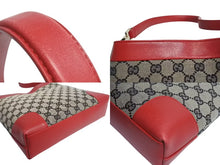 画像をギャラリービューアに読み込む, GUCCI グッチ ワンショルダーバッグ GG キャンバス 柄 001998 GG柄 ゴールド金具 ブラウン ベージュ レッド 美品 中古 4b002265
