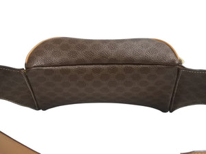 CELINE セリーヌ ウエストバッグ マカダム イタリア製 PVC ヌメ革 ブラウン ゴールド金具 美品 中古 4b002266
