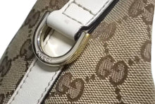 画像をギャラリービューアに読み込む, GUCCI グッチ インターロッキング ホワイト ブラウン ゴールド金具 182491 GGキャンバス ショルダーバッグ 美品 中古 4b002269