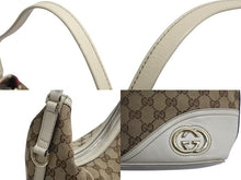 画像をギャラリービューアに読み込む, GUCCI グッチ インターロッキング ホワイト ブラウン ゴールド金具 182491 GGキャンバス ショルダーバッグ 美品 中古 4b002269