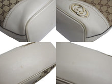 画像をギャラリービューアに読み込む, GUCCI グッチ インターロッキング ホワイト ブラウン ゴールド金具 182491 GGキャンバス ショルダーバッグ 美品 中古 4b002269