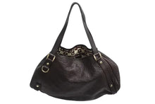 画像をギャラリービューアに読み込む, GUCCI グッチ アビー トートバッグ レザー 130736 ゴールド金具 グッチシマ 茶 ブラウン GG柄 美品 中古 4b002272