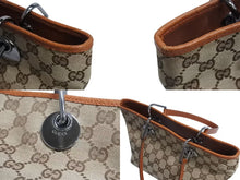 画像をギャラリービューアに読み込む, GUCCI グッチ ハンドバッグ 120844 ブラウン ベージュ GGスプリームキャンバス レザー シルバー金具 美品 中古 4b002276