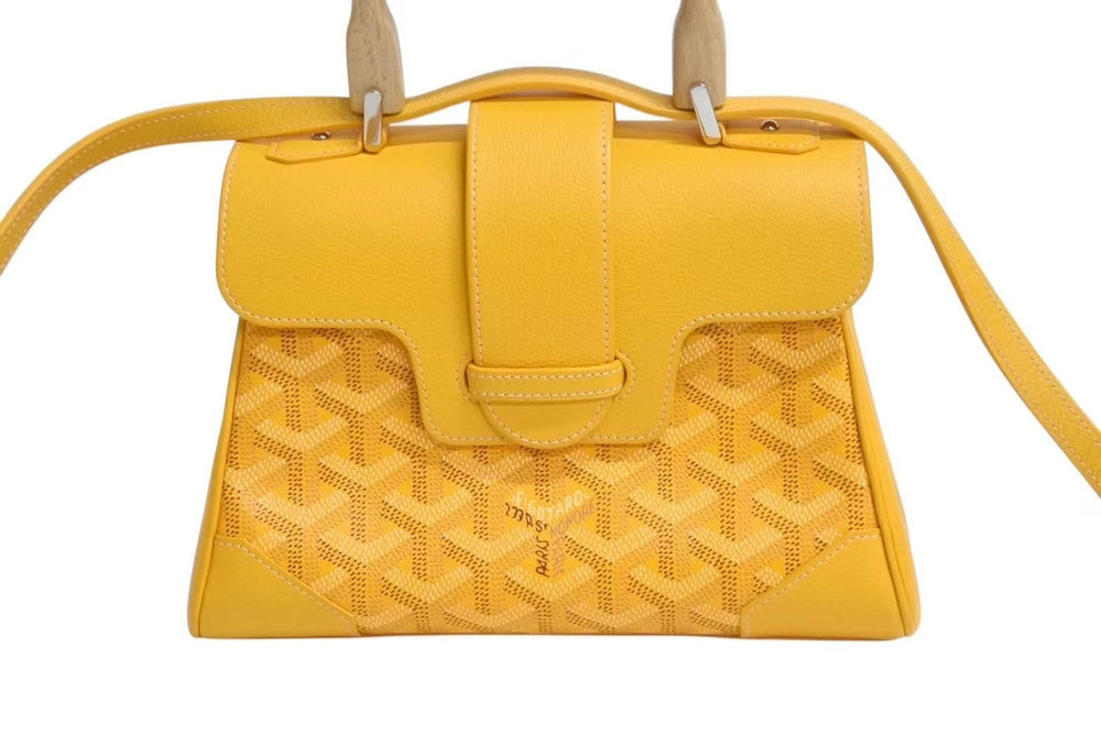 極美品 GOYARD ゴヤール サイゴン ミニ ソフトバッグ 2WAY ハンドバッグ SAIGONMINTY08CL08P イエロー シルバー金具 中古 4b002277