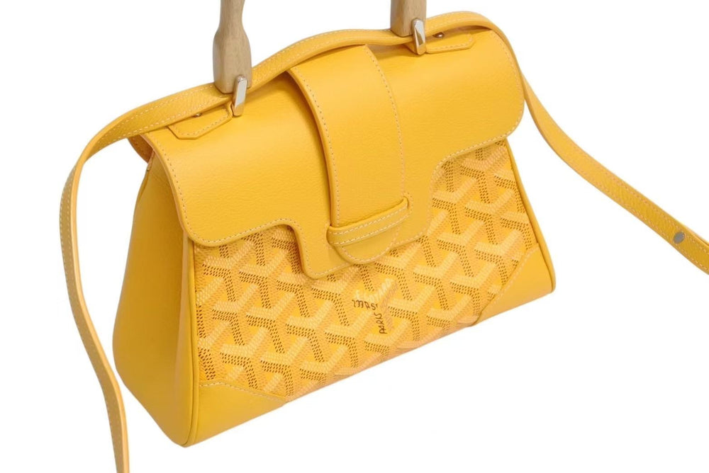 極美品 GOYARD ゴヤール サイゴン ミニ ソフトバッグ 2WAY ハンドバッグ SAIGONMINTY08CL08P イエロー シルバー金具 中古 4b002277