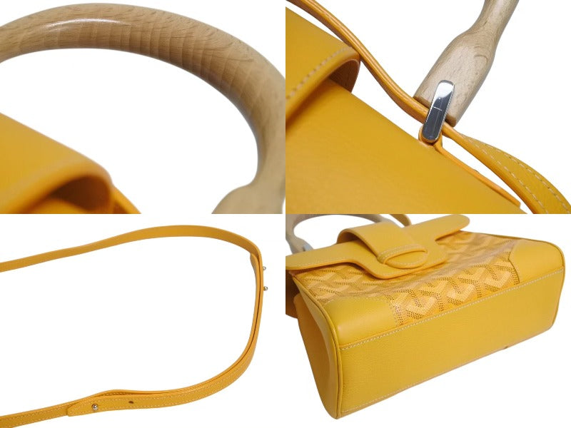 Very Good Condition GOYARD Saigon Mini Soft Bag 2WAY Handbag SAIGONMINTY08CL08P Yellow Silver Hardware Used 4b002277