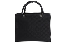 画像をギャラリービューアに読み込む, GUCCI グッチ ハンドバッグ 0021010 GGスプリームキャンバス バンブー ブラック シルバー金具 イタリア製 良品 中古 4b002280