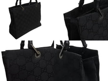 画像をギャラリービューアに読み込む, GUCCI グッチ ハンドバッグ 0021010 GGスプリームキャンバス バンブー ブラック シルバー金具 イタリア製 良品 中古 4b002280
