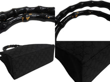 画像をギャラリービューアに読み込む, GUCCI グッチ ハンドバッグ 0021010 GGスプリームキャンバス バンブー ブラック シルバー金具 イタリア製 良品 中古 4b002280