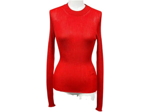 極美品 GIANNI VERSACE ジャンニ ヴェルサーチ レーヨン カットソー レッド メデューサロゴ サイズ36 中古 4b002282