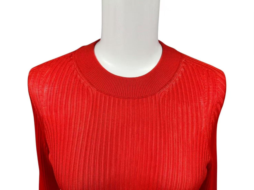 極美品 GIANNI VERSACE ジャンニ ヴェルサーチ レーヨン カットソー レッド メデューサロゴ サイズ36 中古 4b002282