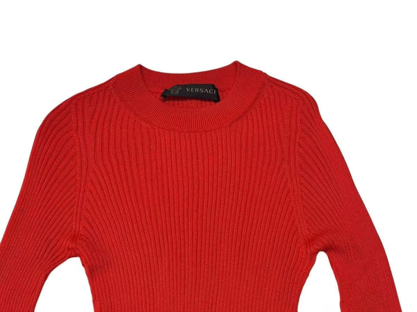 極美品 GIANNI VERSACE ジャンニ ヴェルサーチ レーヨン カットソー レッド メデューサロゴ サイズ36 中古 4b002282