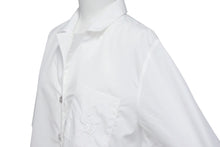 画像をギャラリービューアに読み込む, 新品未使用 CHROME HEARTS クロムハーツ オープンカラーシャツ 開襟シャツ サイズS CH刺繍 ロゴボタン ホワイト 中古 4b002301
