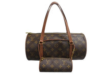 Load image into Gallery viewer, LOUIS VUITTON ルイヴィトン パピヨン30 モノグラムキャンバス ハンドバッグ 旧型 筒形 M51365 ブラウン 美品 中古 4b002308