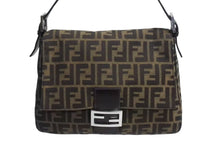 画像をギャラリービューアに読み込む, 極美品 FENDI フェンディ マンマバケット ワンショルダーバッグ 26725 ズッカ柄 キャンバス レザー ブラウン 中古 4b002310