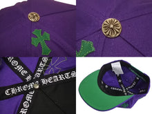 画像をギャラリービューアに読み込む, 新品未使用 CHROME HEARTS クロムハーツ 5パネル クロスパッチ ベースボールキャップ ONESIZE 9パッチ パープル グリーン 中古 4b002318