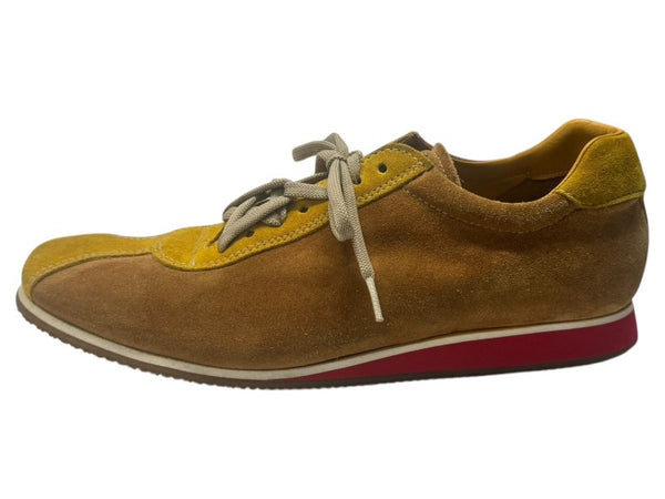 極美品 MIUMIU ミュウミュウ スニーカー サイズ8 1/2 26.5cm スウェード 6E 0390 ブラウン イエロー レッド 中古 4b002319