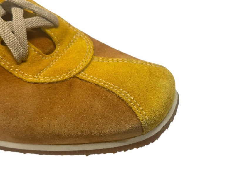 Very good condition MIUMIU Sneakers Size 8 1/2 26.5cm Suede 6E 0390 Brown Yellow Red Used 4b002319