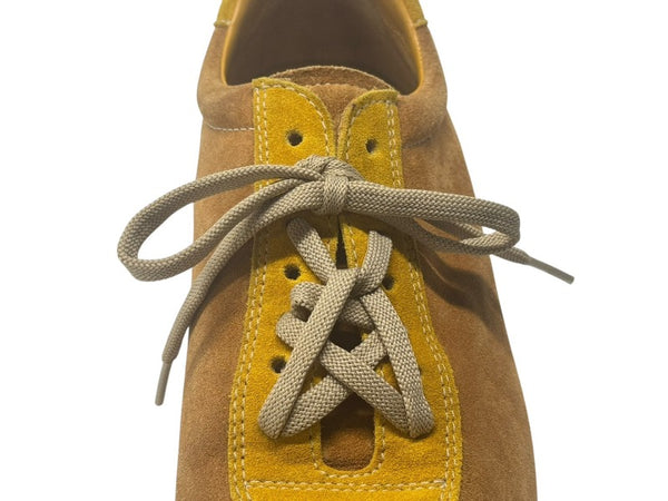 極美品 MIUMIU ミュウミュウ スニーカー サイズ8 1/2 26.5cm スウェード 6E 0390 ブラウン イエロー レッド 中古 4b002319