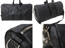 画像をギャラリービューアに読み込む, 極美品 LOUISVUITTON ルイヴィトン キーポルバンドリエール55 ボストンバッグ N41413 ダミエグラフィット キャンバス ブラック 中古 4b002330