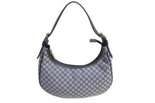 画像をギャラリービューアに読み込む, CELINE ヴィンテージ オールド セリーヌ マカダム AVA アヴァ ワンショルダーバッグ ブラゾンキャンバス レザー ネイビー 美品 中古 4b002331