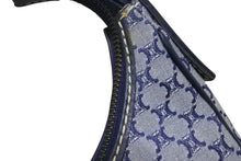 画像をギャラリービューアに読み込む, CELINE ヴィンテージ オールド セリーヌ マカダム AVA アヴァ ワンショルダーバッグ ブラゾンキャンバス レザー ネイビー 美品 中古 4b002331