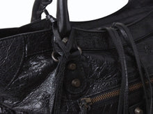 画像をギャラリービューアに読み込む, BALENCIAGA バレンシアガ ハンドバッグ ブラック ザ・シティ 115748 レザー シルバー金具 N22534L 美品 中古 4b002351