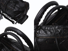 画像をギャラリービューアに読み込む, BALENCIAGA バレンシアガ ハンドバッグ ブラック ザ・シティ 115748 レザー シルバー金具 N22534L 美品 中古 4b002351