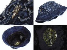 画像をギャラリービューアに読み込む, 極美品 CHROME HEARTS クロムハーツ ダガー クロスパッチ デニム バケットハット U-CHUM-FBRC 帽子 インディゴ サイズS 中古 4b002357